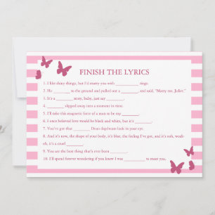 Finish The Lyrics Bridal Shower Game