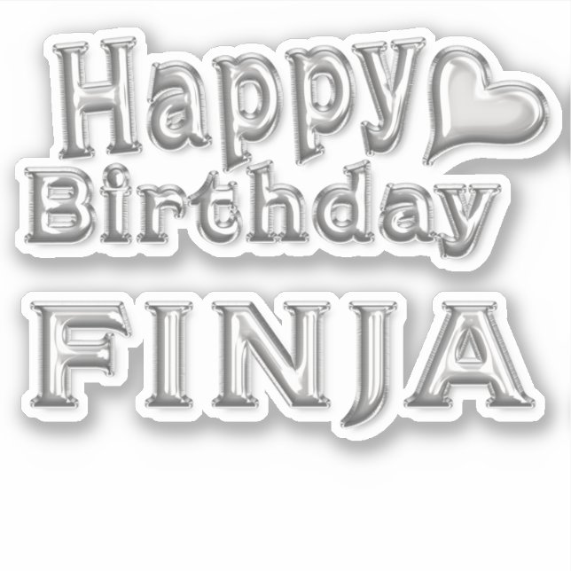 Finja Happy Birthday silver Sticker (Front)