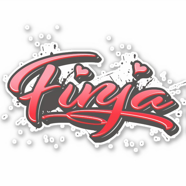 Finja red Heart Graffiti Sticker (Front)