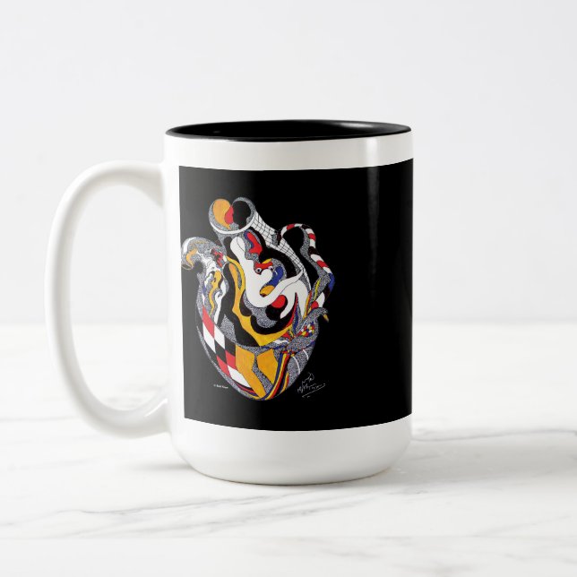 "FINJAN" Nabil Khazen Mug. Two-Tone Coffee Mug (Left)