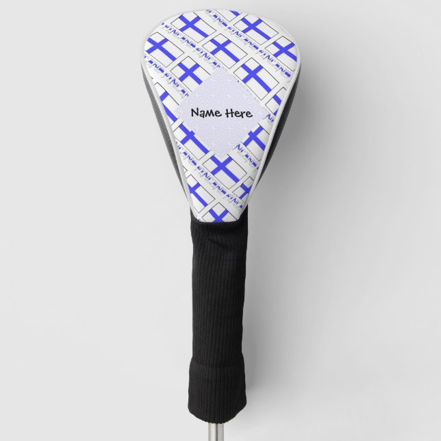 Finland and Finnish Flag Tiled with Your Name Golf Head Cover (Front)