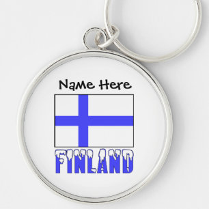 Finland and Finnish Flag with Your Name Key Ring