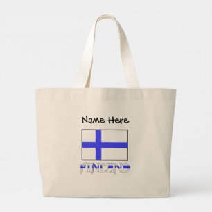 Finland and Finnish Flag with Your Name Large Tote Bag
