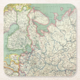 Finland and Russia Square Paper Coaster