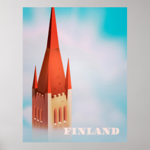 Finland church travel poster