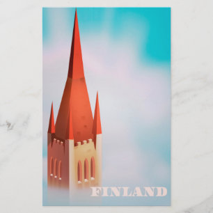 Finland church travel poster stationery