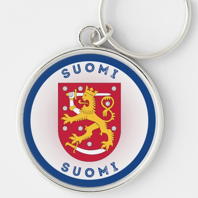 Finland Coat of Arms Circle Shape Key Ring (Front)