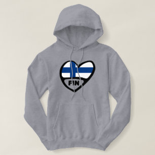 Finland Country Code Flag Heart, FIN Hoodie