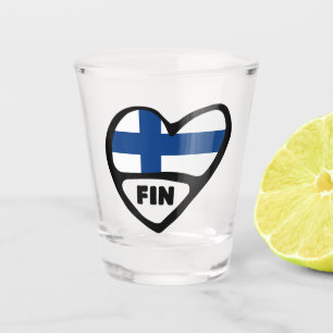Finland Country Code Flag Heart, FIN Shot Glass