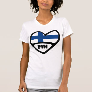 Finland Country Code Flag Heart, FIN T-Shirt