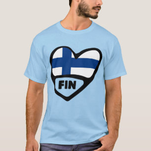 Finland Country Code Flag Heart, FIN T-Shirt