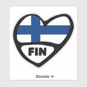 Finland Country Code Flag Heart Pin Badge, FIN 