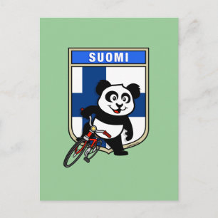 Finland Cycling Panda Postcard