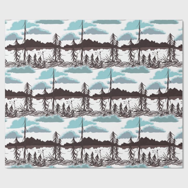 Finland Fall Daylight Lake Wrapping Paper (Flat)