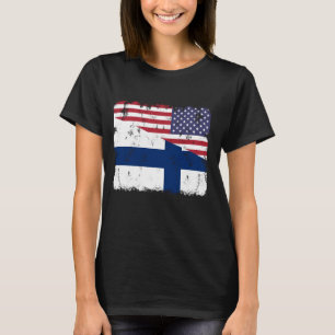 Finland Finnish American Flag Finn Suomi Sisu Root T-Shirt