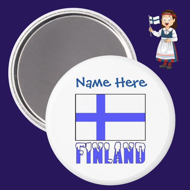 Finland Finnish Flag Blue Personalisation  Magnet (Creator Uploaded)