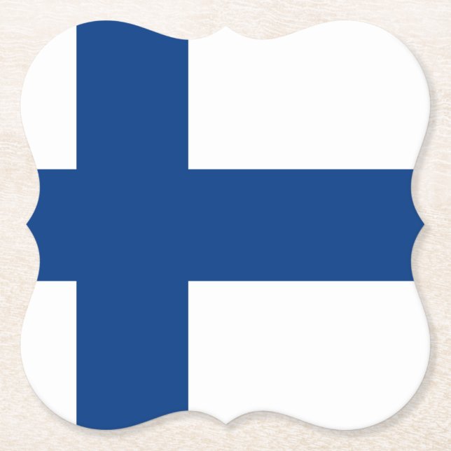 Finland (Finnish) Flag Paper Coaster (Front)