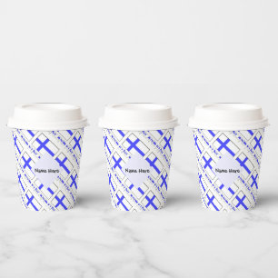 Finland Finnish Flag Tiled Black Personalisation Paper Cups