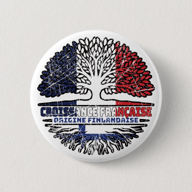 Finland Finnish French France Tree Roots Flag 6 Cm Round Badge (Front)