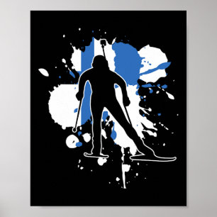 Finland Flag Biathlonist - Finnish Biathlon  Poster