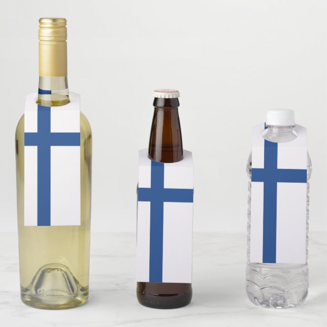 Finland flag bottle tag (In Situ)