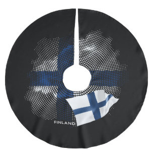 Finland flag brushed polyester tree skirt