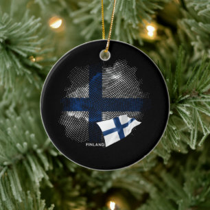 Finland flag ceramic tree decoration