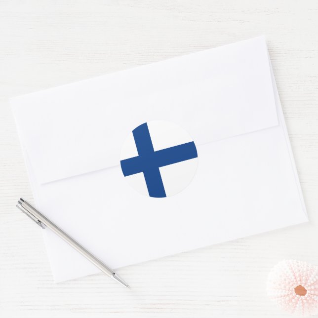 Finland flag classic round sticker (Envelope)