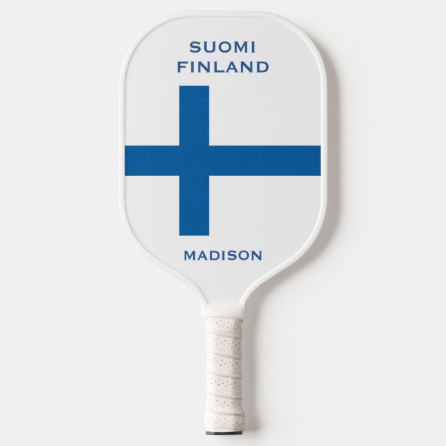 Finland flag custom name pickleball paddle (Front)