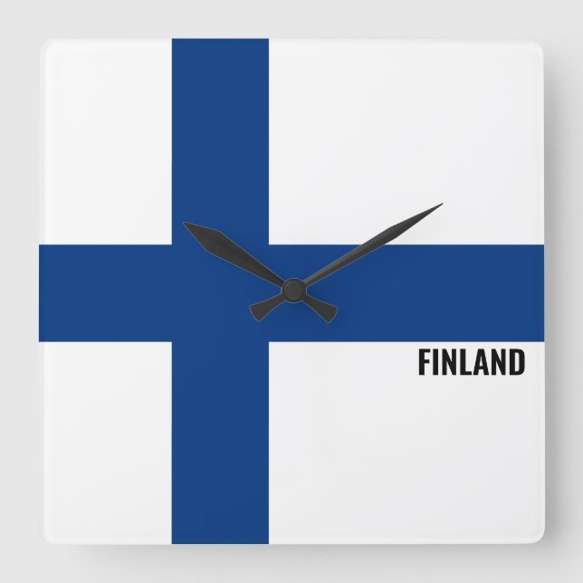 Finland Flag Dazzling Patriotic Square Wall Clock (Front)