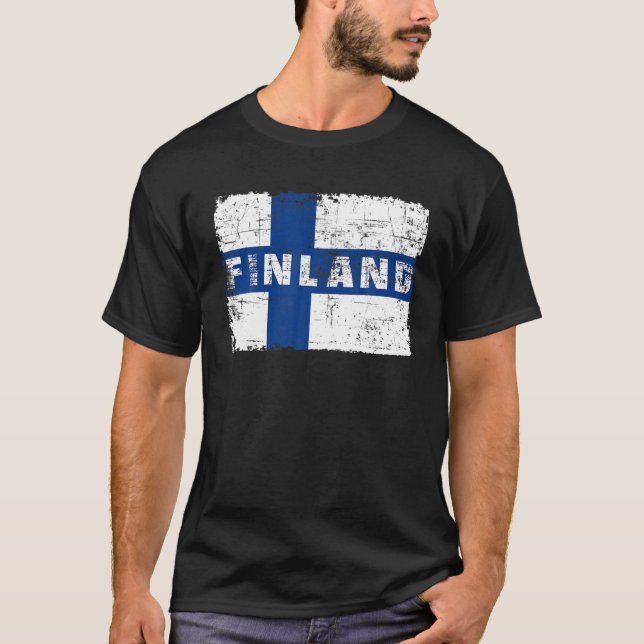 Finland Flag Finlish Pride Souvenir Finlish Nation T-Shirt (Front)