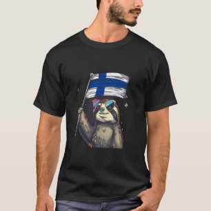 Finland Flag Finnish Roots Sloth Finnish Pride Fin T-Shirt