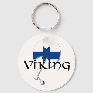 Finland flag Finnish Suomi Viking Axe Key Ring
