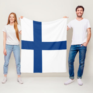 Finland flag fleece blanket