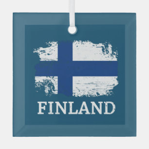 Finland Flag Glass Tree Decoration