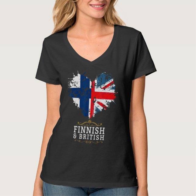 Finland Flag Ideas For Kids & Novelty UK British F T-Shirt (Front)