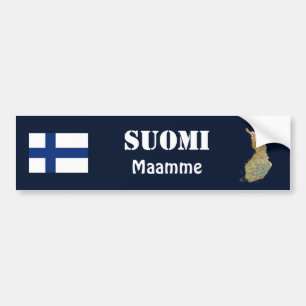 Finland Flag + Map Bumper Sticker