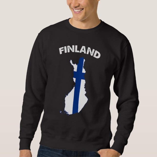 Finland Flag Map Support Finland Finnish Supporter Sweatshirt (Front)