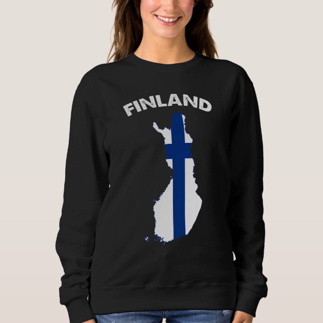 Finland Flag Map Support Finland Finnish Supporter Sweatshirt (Front)