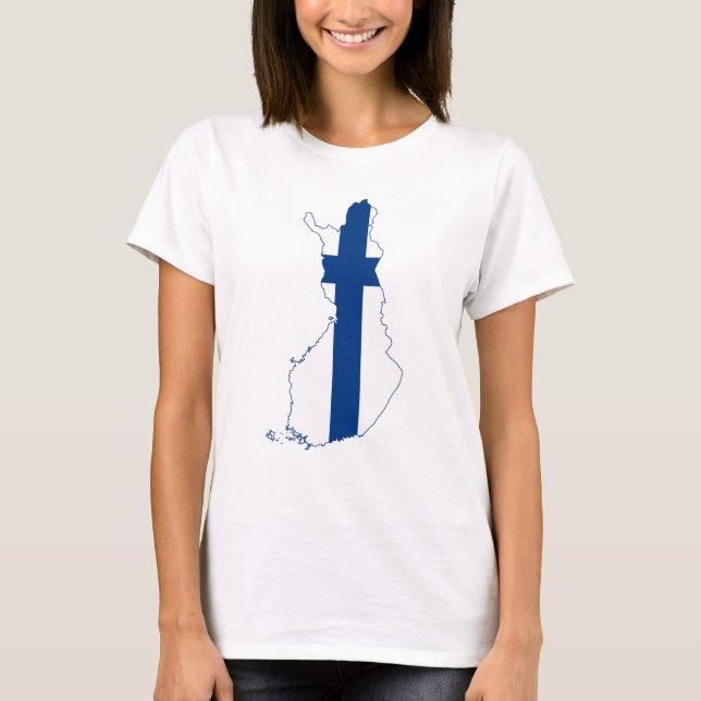 Finland Flag Map T-Shirt  (Front)