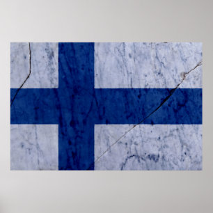 Finland Flag Marble Stone Wall Poster