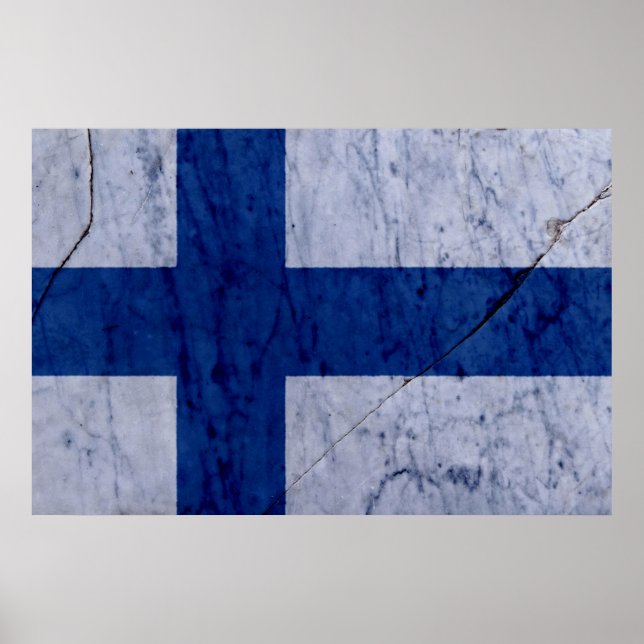 Finland Flag Marble Stone Wall Poster (Front)