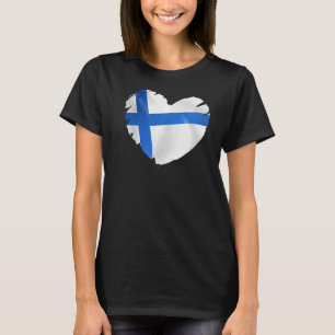 Finland Flag On Shape Of Heart Finnish Finland T-Shirt