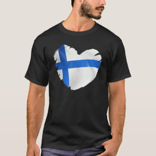 Finland Flag On Shape Of Heart Finnish Finland T-Shirt