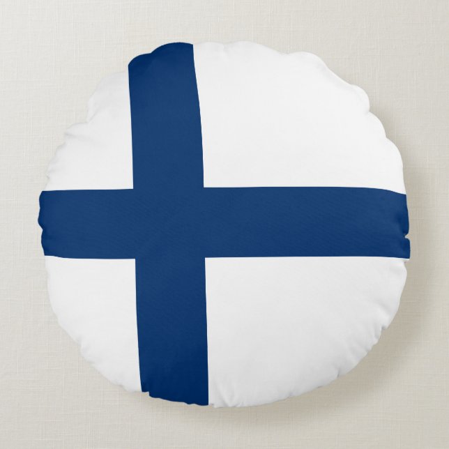 Finland Flag Round Cushion (Front)