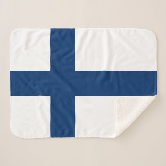Finland Flag Sherpa Blanket (Front (Horizontal))