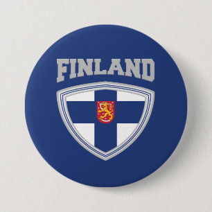 Finland Flag Shield & Emblem 7.5 Cm Round Badge