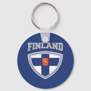 Finland Flag Shield & Emblem Key Ring