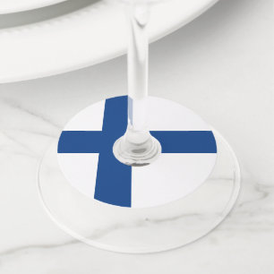 Finland flag wine glass tag