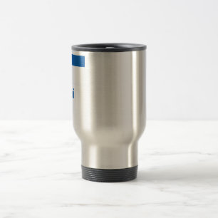 Finland Flag with Name in Finnish Travel Mug